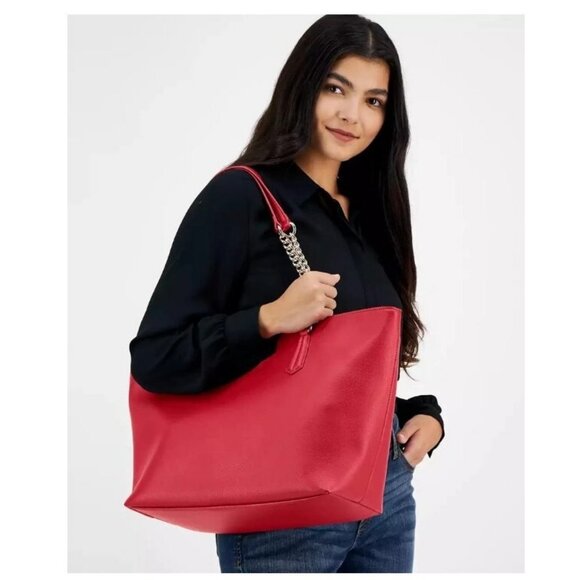 INC International Concepts Zoiey chain strap women's XL tote bag --RED - Picture 9 of 11